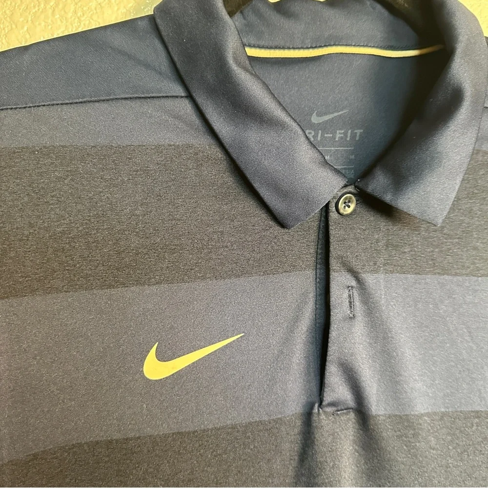 Nike‎ Dri Fit Blue Striped Polo Sz Medium